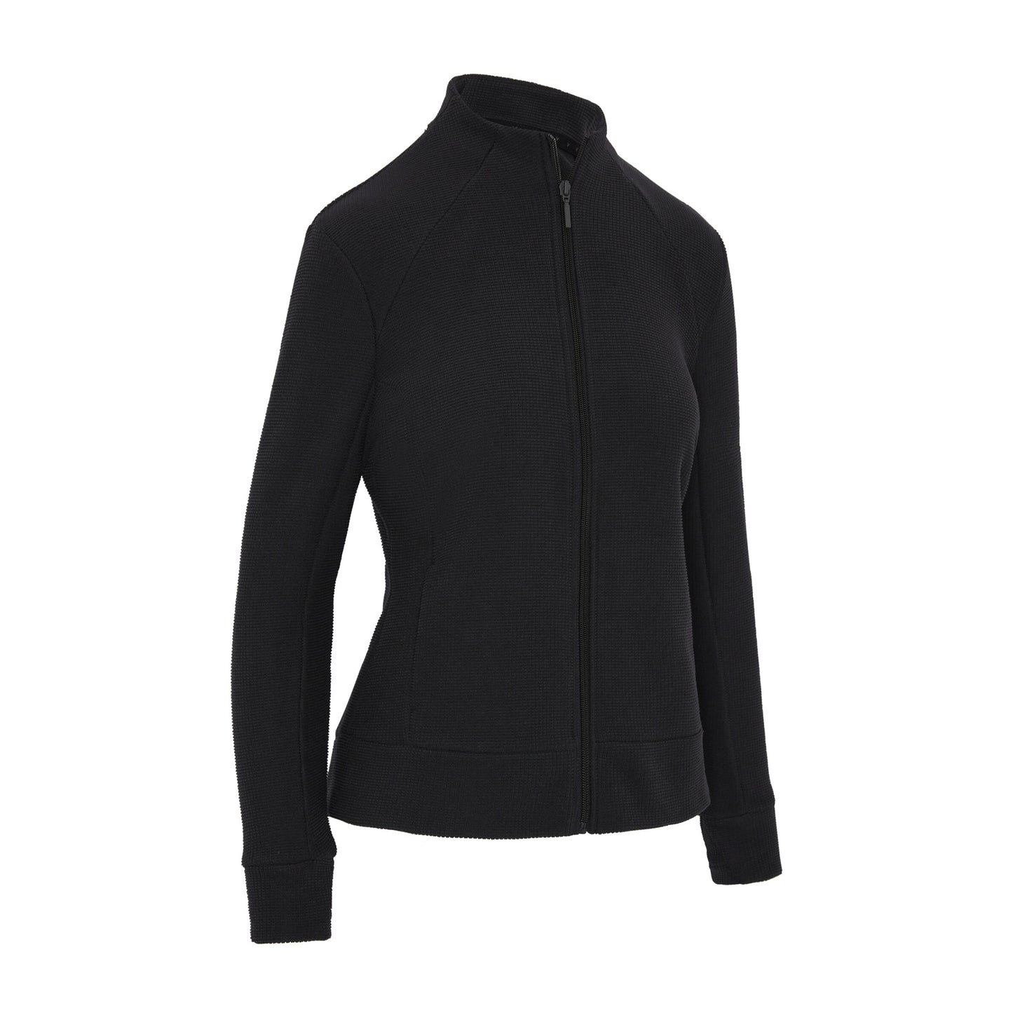 Callaway Ladies Golf Full-Zip Waffle Knit Fleece Jacket in Black