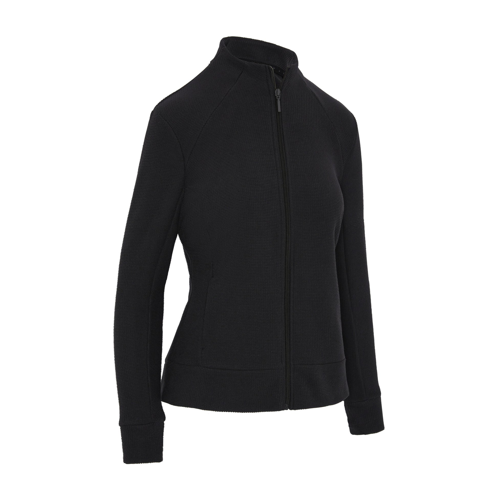Callaway Ladies Golf Full-Zip Waffle Knit Fleece Jacket in Black