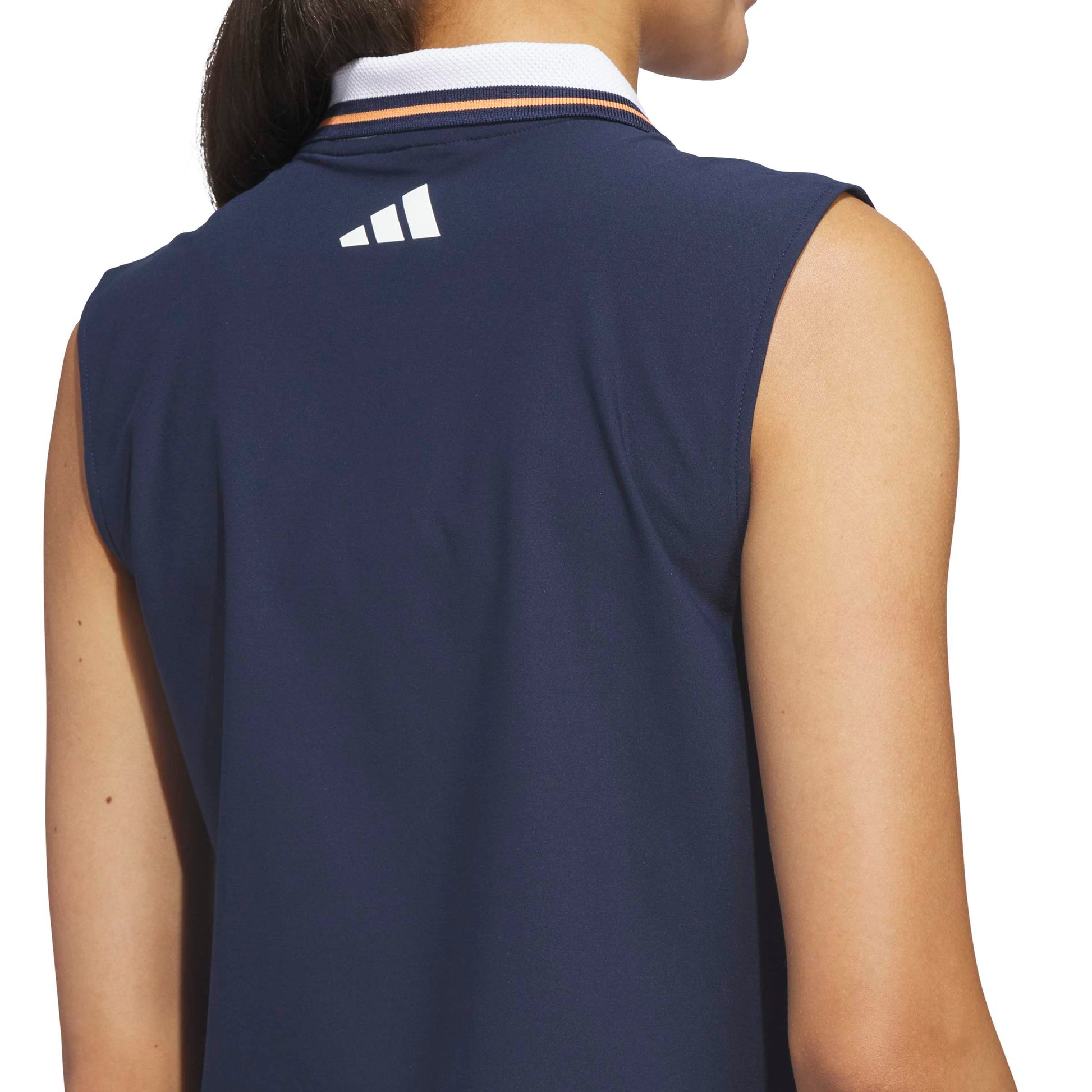adidas Golf Ladies Navy Polo with Contrast Tipped Woven Collar