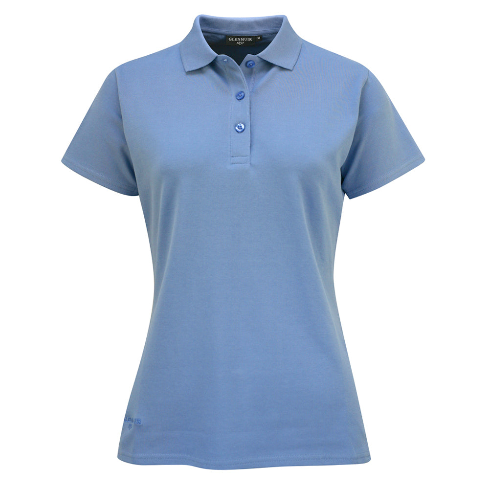 Glenmuir Ladies Pique Knit Short-Sleeve Polo with Soft Cotton Finish in Light Blue