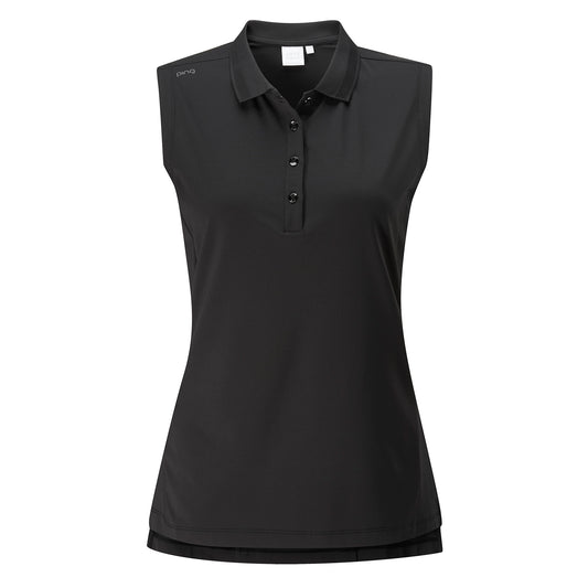 PING Ladies Black Sleeveless Golf Polo Shirt