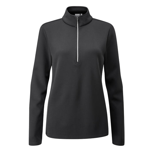 PING Ladies Black Half-Zip Ribbed Golf Fleece for Thermal Warmth