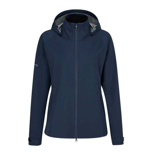 PING Ladies Navy Waterproof Golf Jacket with Packable Hood