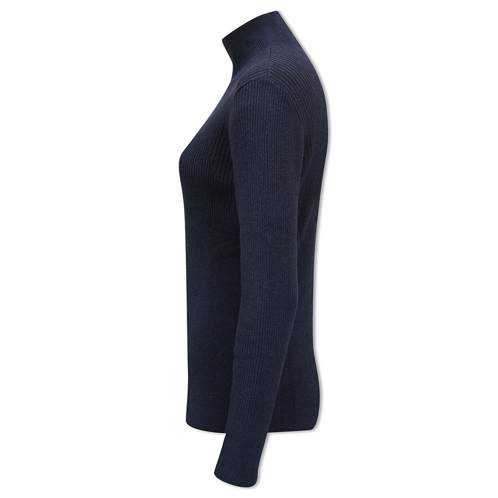 Callaway Ladies High Mock Neck Ribbed Sweater in Navy Heather