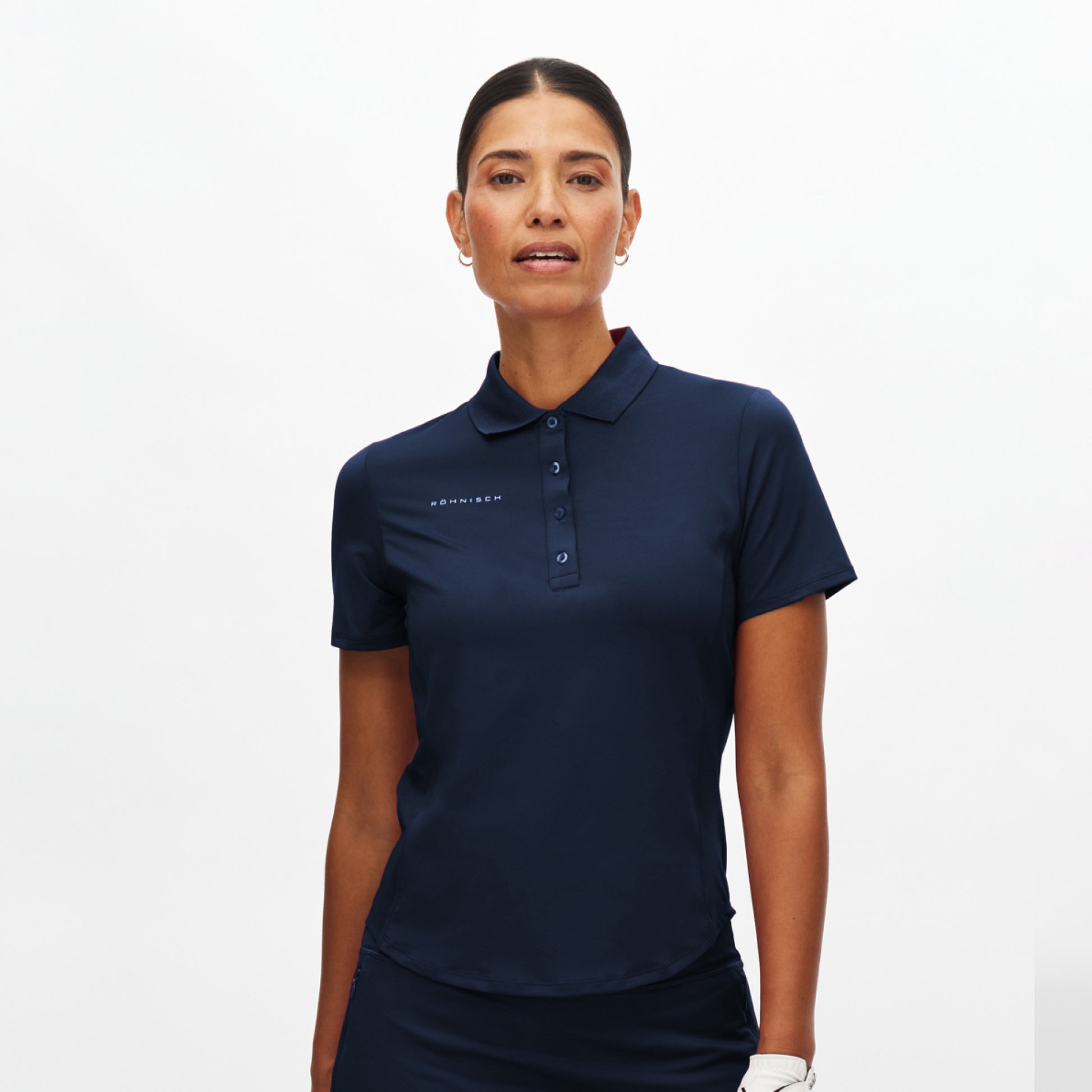 Rohnisch Women's Short Sleeve Polo in Navy- Elegant Stretch Comfort for On and Off the Course