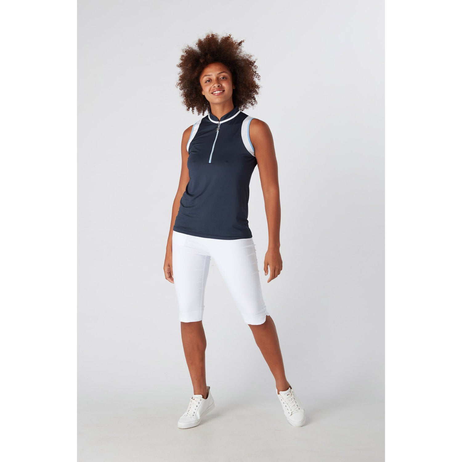 Swing Out Sister Ladies Navy Sleeveless Golf Polo