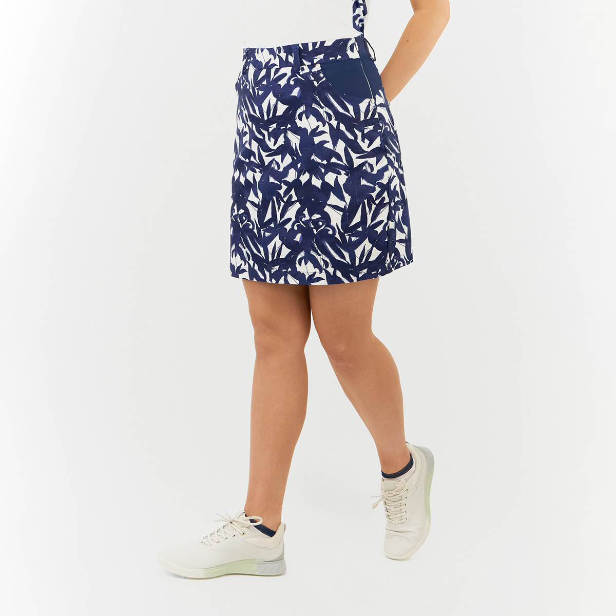 Pure Golf Ladies Skort with Side Zip in Botanical Navy Print