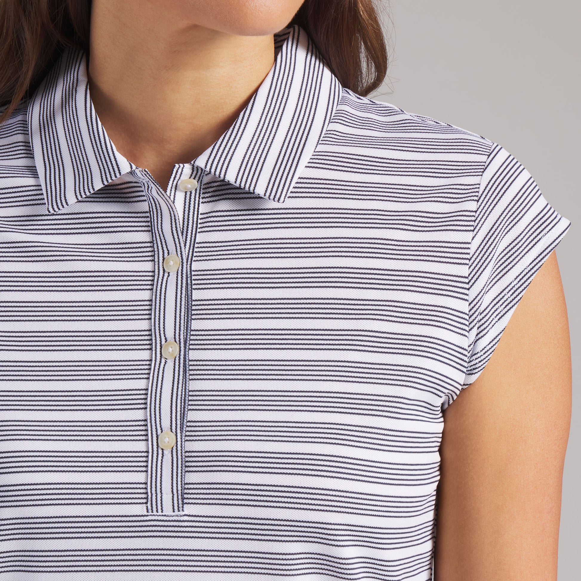 Puma Golf Ladies Pique Stripe Polo with Pretty Cap Sleeves for a Feminine Finish
