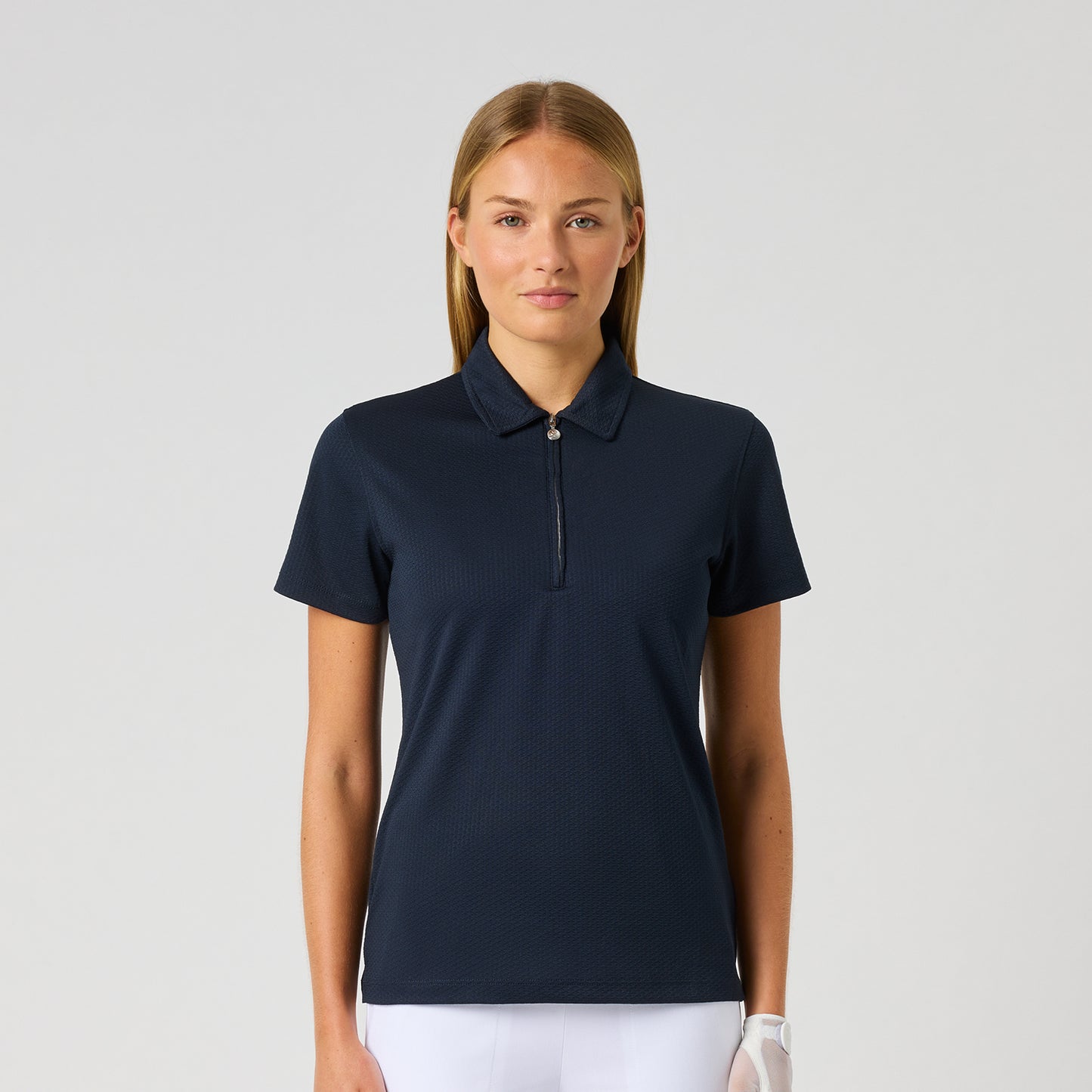 Daily Sports Honeycomb Structured Short Sleeve Polo Shirt in Navy