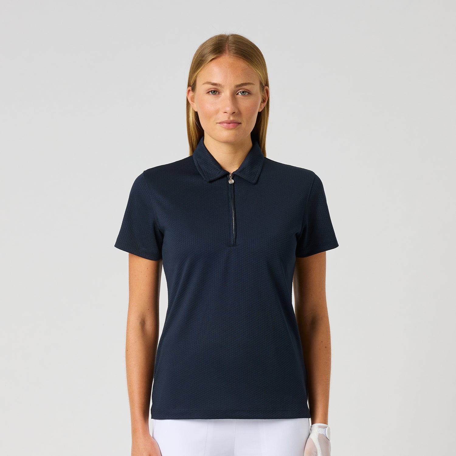 Daily Sports Honeycomb Structured Short Sleeve Polo Shirt in Navy