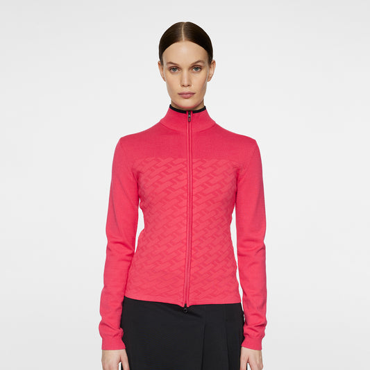 J.Lindeberg Ladies Full-Zip Bridge Print Sweater