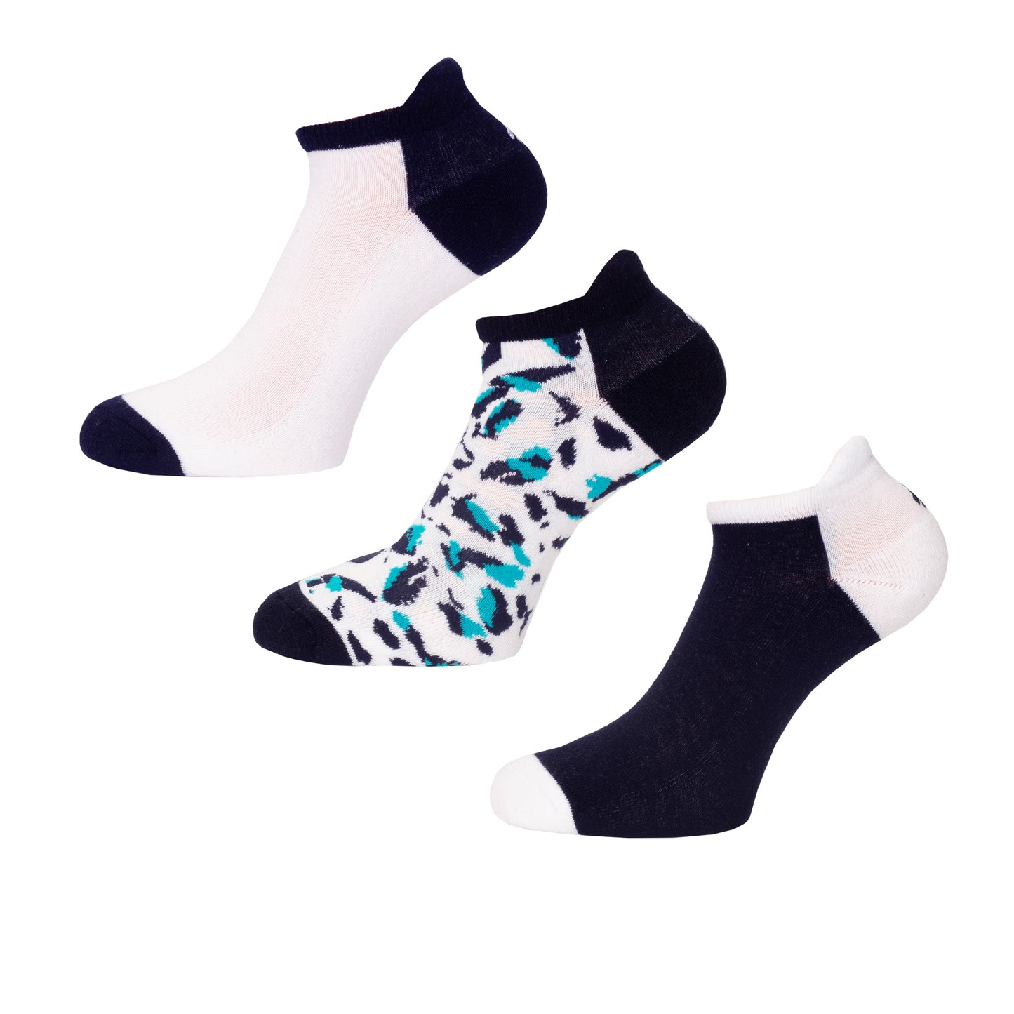 Green Lamb Ladies 3 Pair Pack of Socks in Navy & White Print