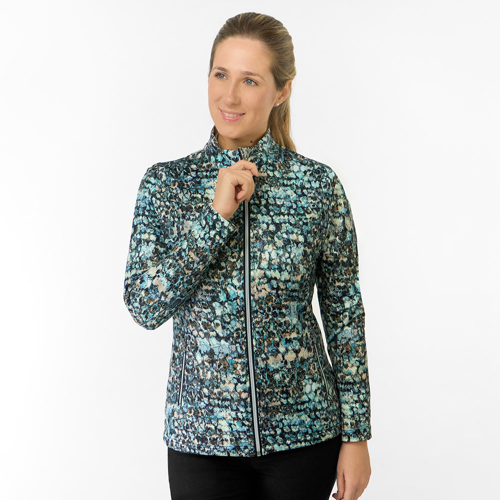 Pure Golf Ladies Brushed Back Jacket in Abstract Print