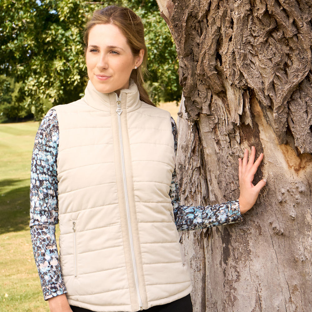 Pure Golf Ladies Insulated Faux Fur Collar Gilet 