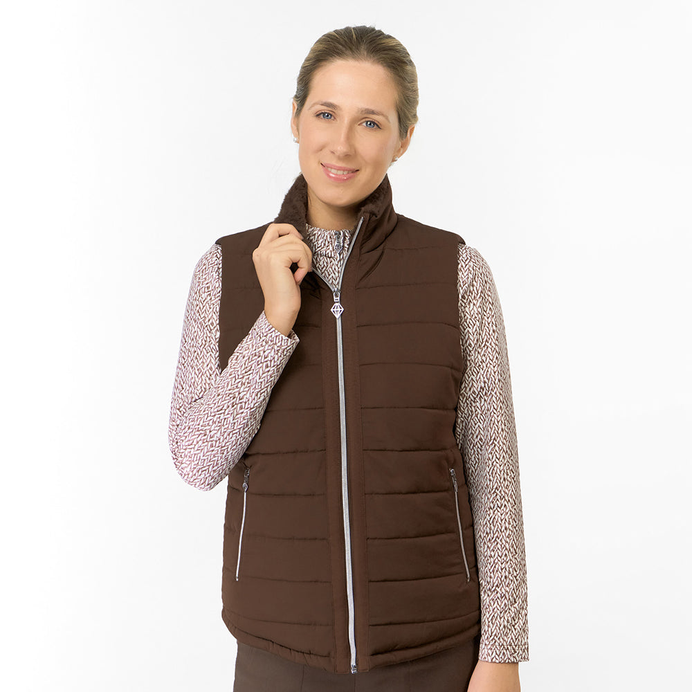 Pure Golf Ladies Insulated Faux Fur Collar Gilet 