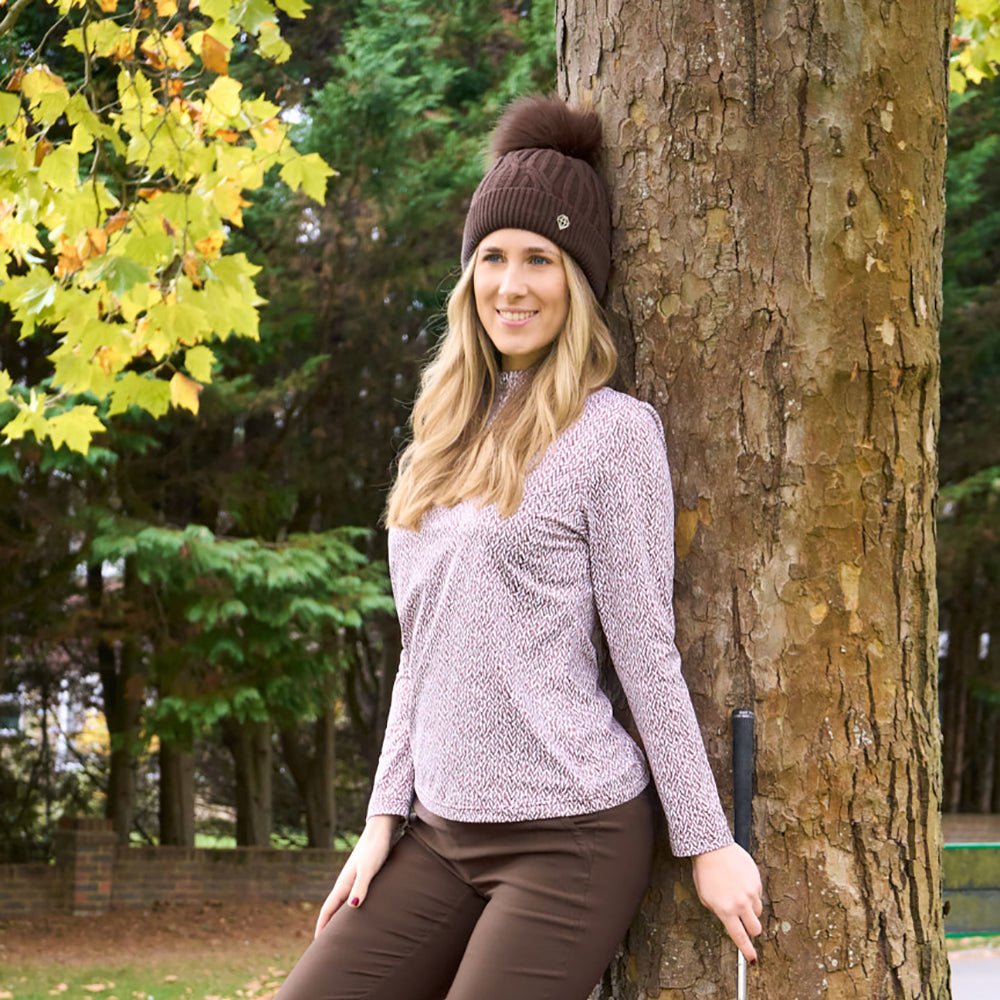 Pure Golf Ladies Long Sleeve Top - Woven with Style in a Striking Print