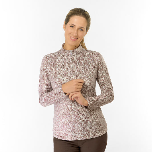 Pure Golf Ladies Long Sleeve Mid-Layer - Woven with Style in a Striking Print