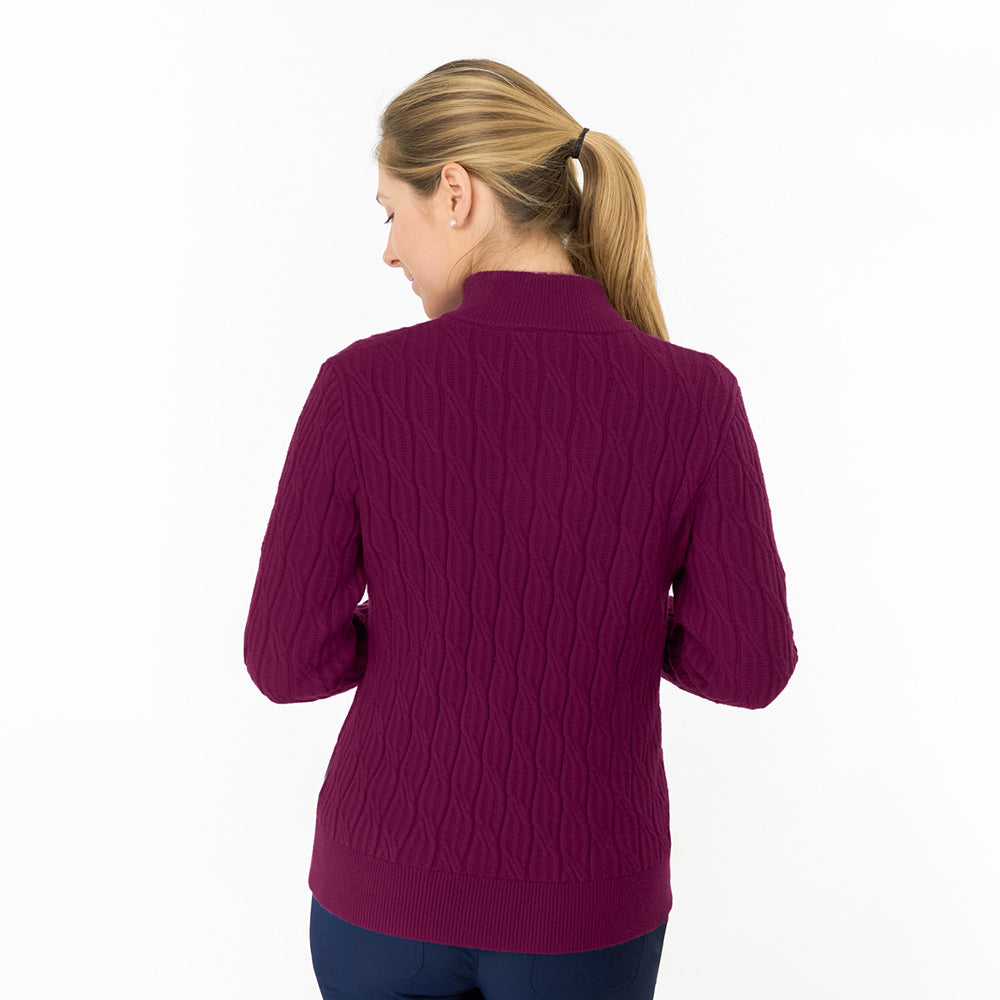 Pure Golf Ladies Cable Knit Quarter Zip Lined Sweater - Refined Knits for the Fairway