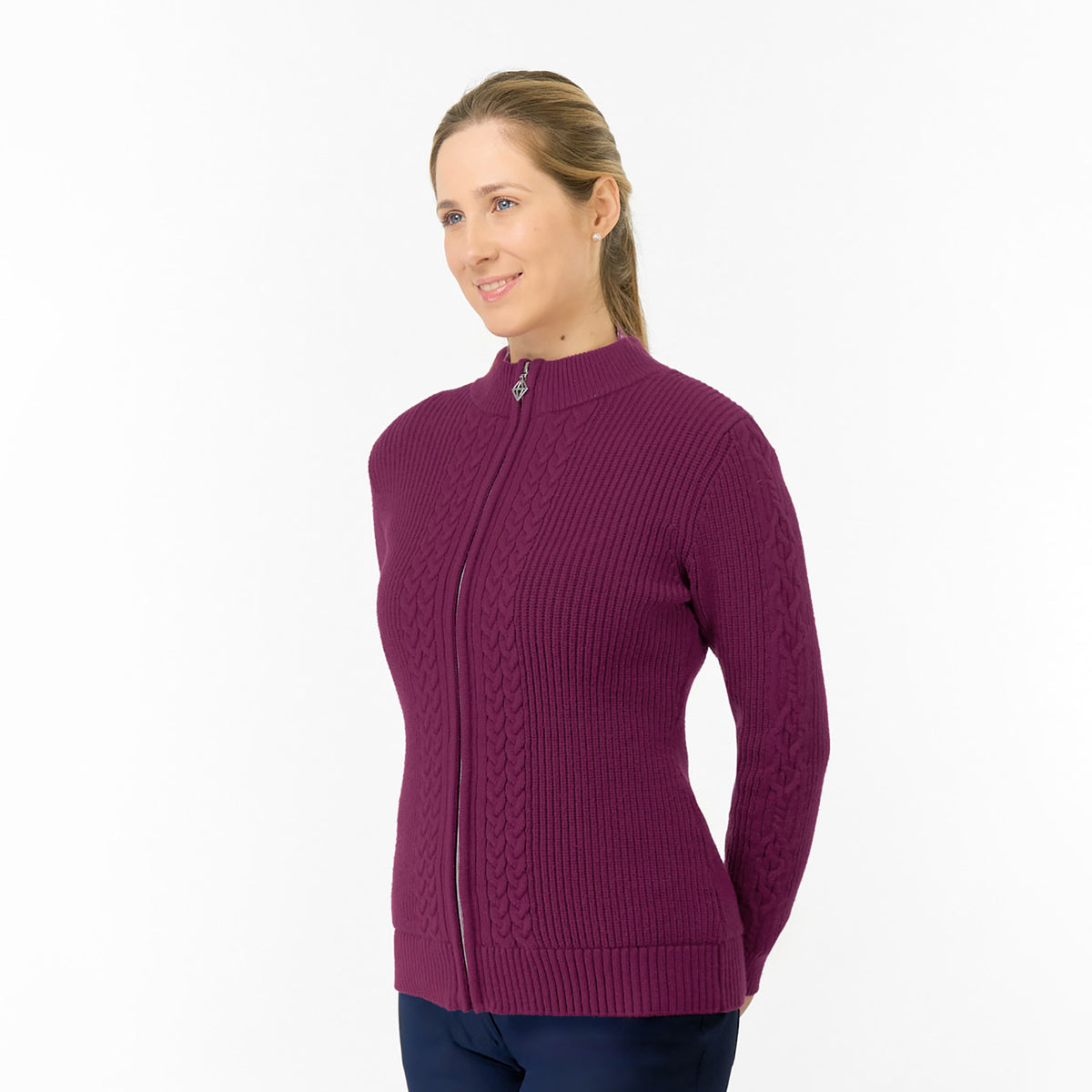 Pure Golf Ladies Cable Knit Lined Cardigan - Wrap Up in Style