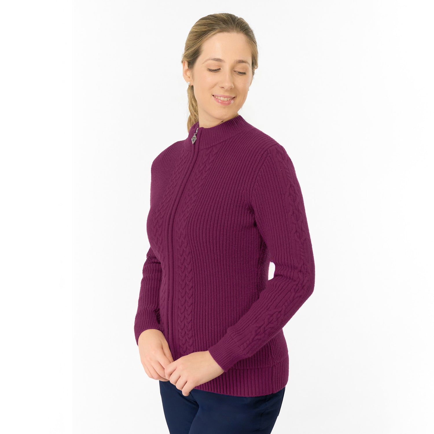 Pure Golf Ladies Cable Knit Lined Cardigan - Wrap Up in Style