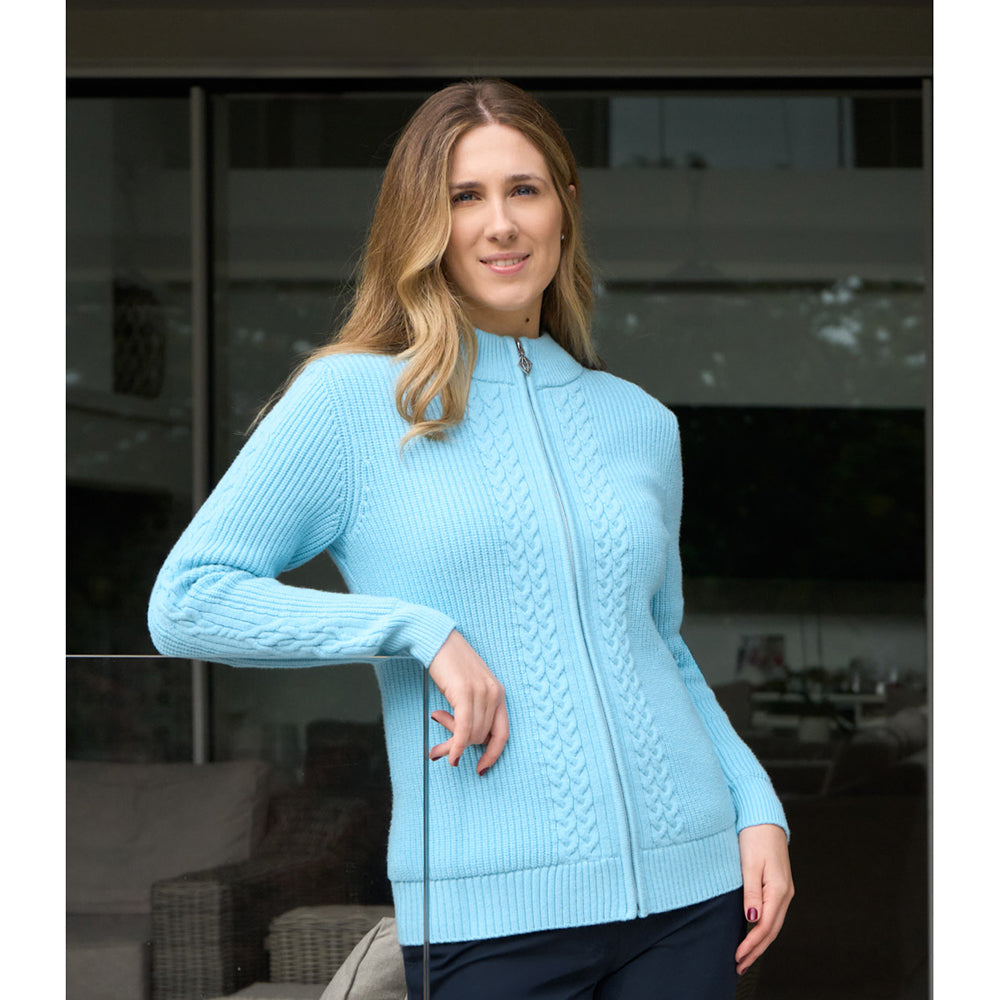 Pure Golf Ladies Cable Knit Lined Cardigan - Cosy Meets Classic