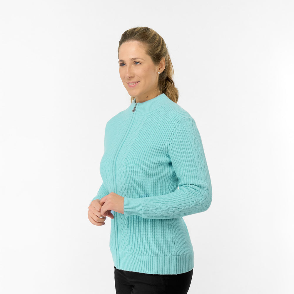 Pure Golf Ladies Cable Knit Lined Cardigan - Cosy Meets Classic