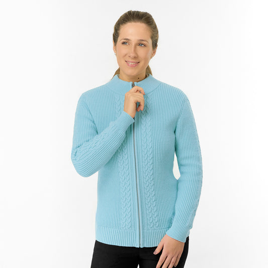 Pure Golf Ladies Cable Knit Lined Cardigan - Cosy Meets Classic