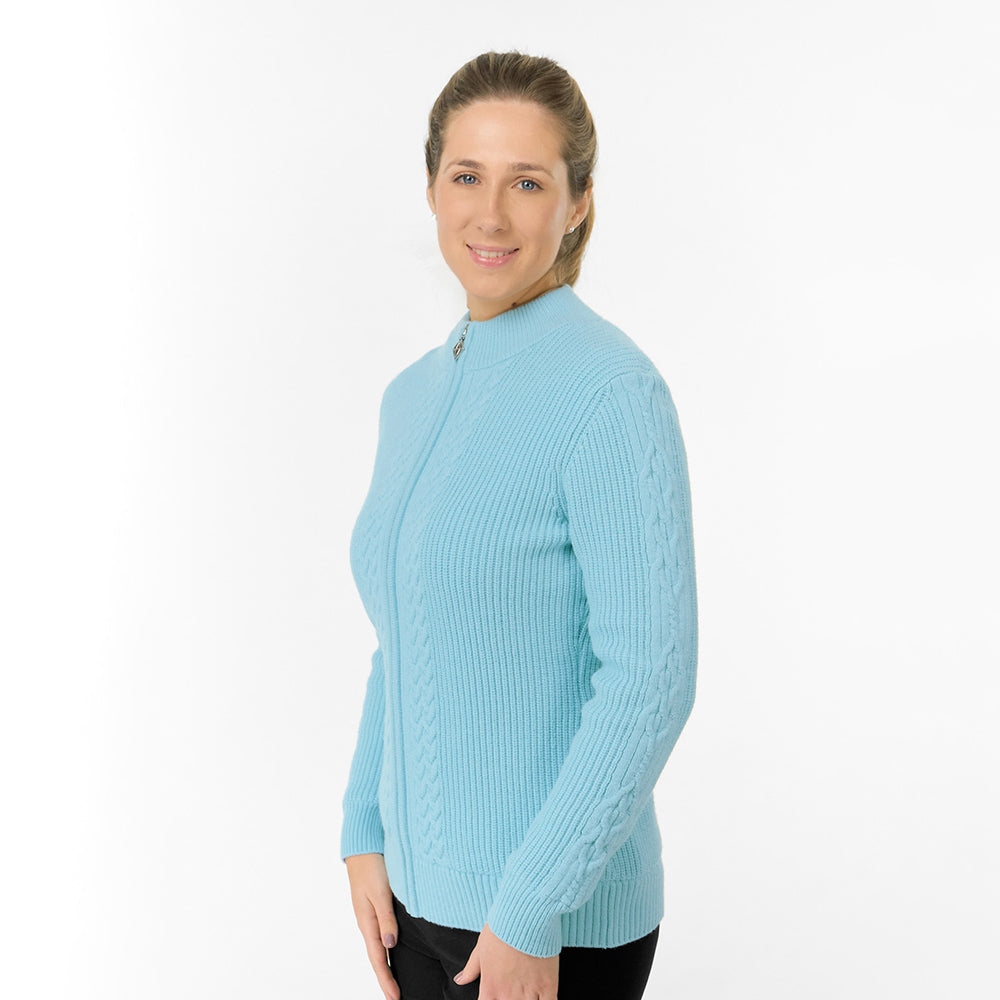 Pure Golf Ladies Cable Knit Lined Cardigan - Cosy Meets Classic
