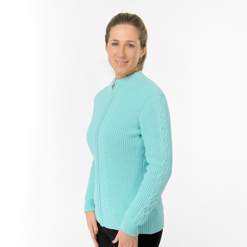 Pure Golf Ladies Cable Knit Lined Cardigan - Cosy Meets Classic
