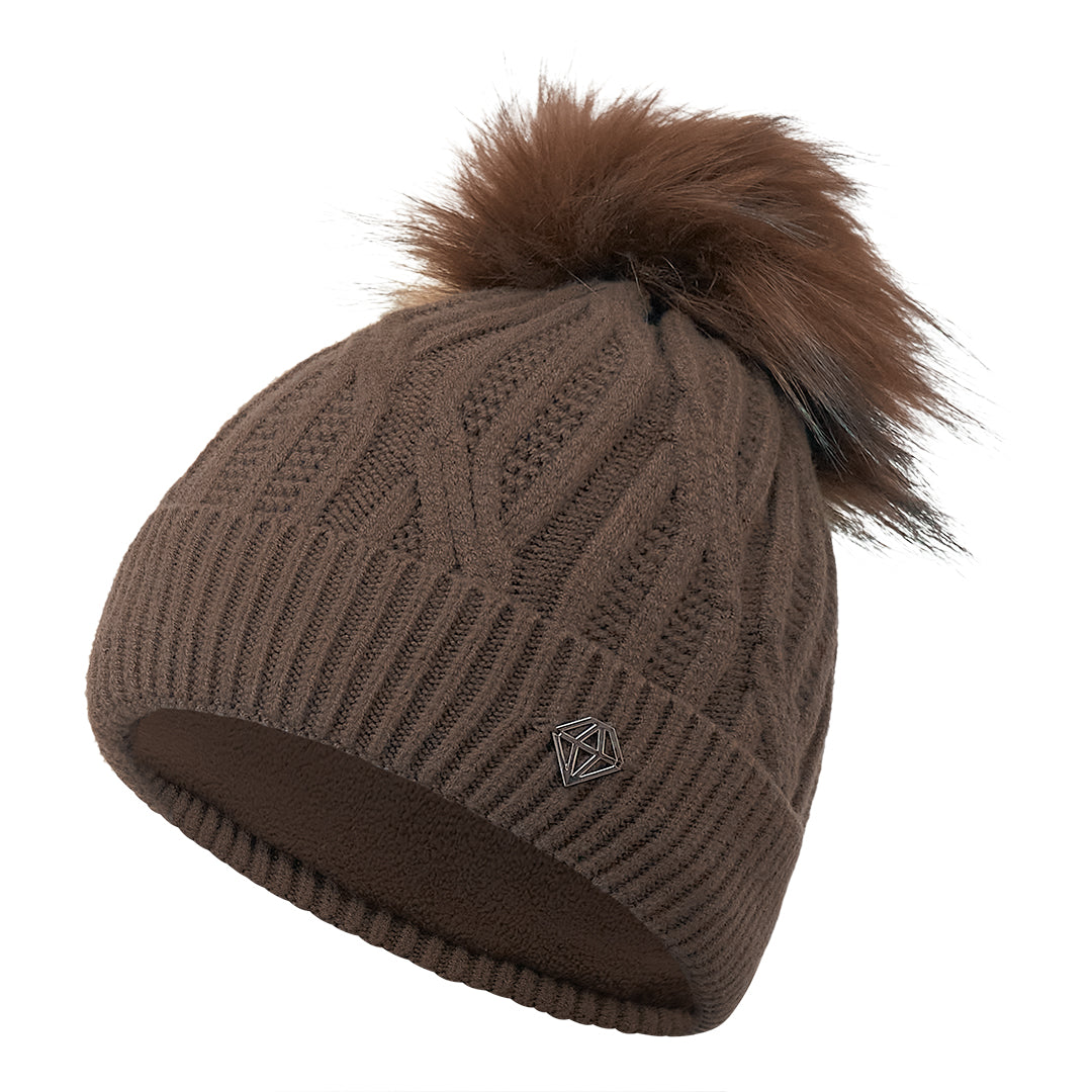 Pure Golf Ladies Lined Waterproof Bobble Hat with Cable Knit Design