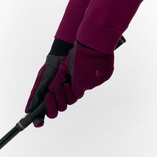 Pure Golf Ladies Glacier Pair of Polar Fleece Gloves in Morello Cherry