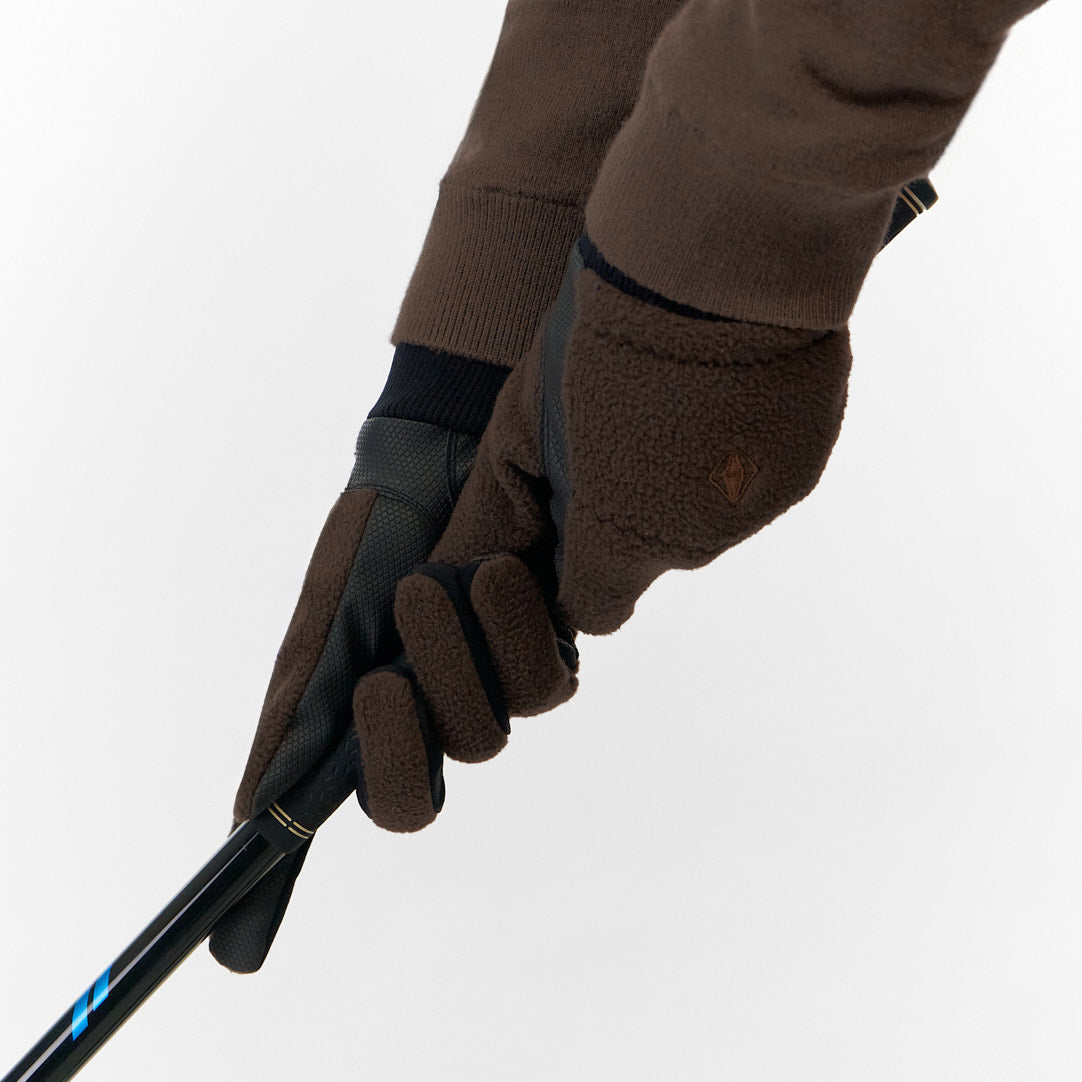 Pure Golf Ladies Glacier Pair of Polar Fleece Gloves in Cocoa Powder