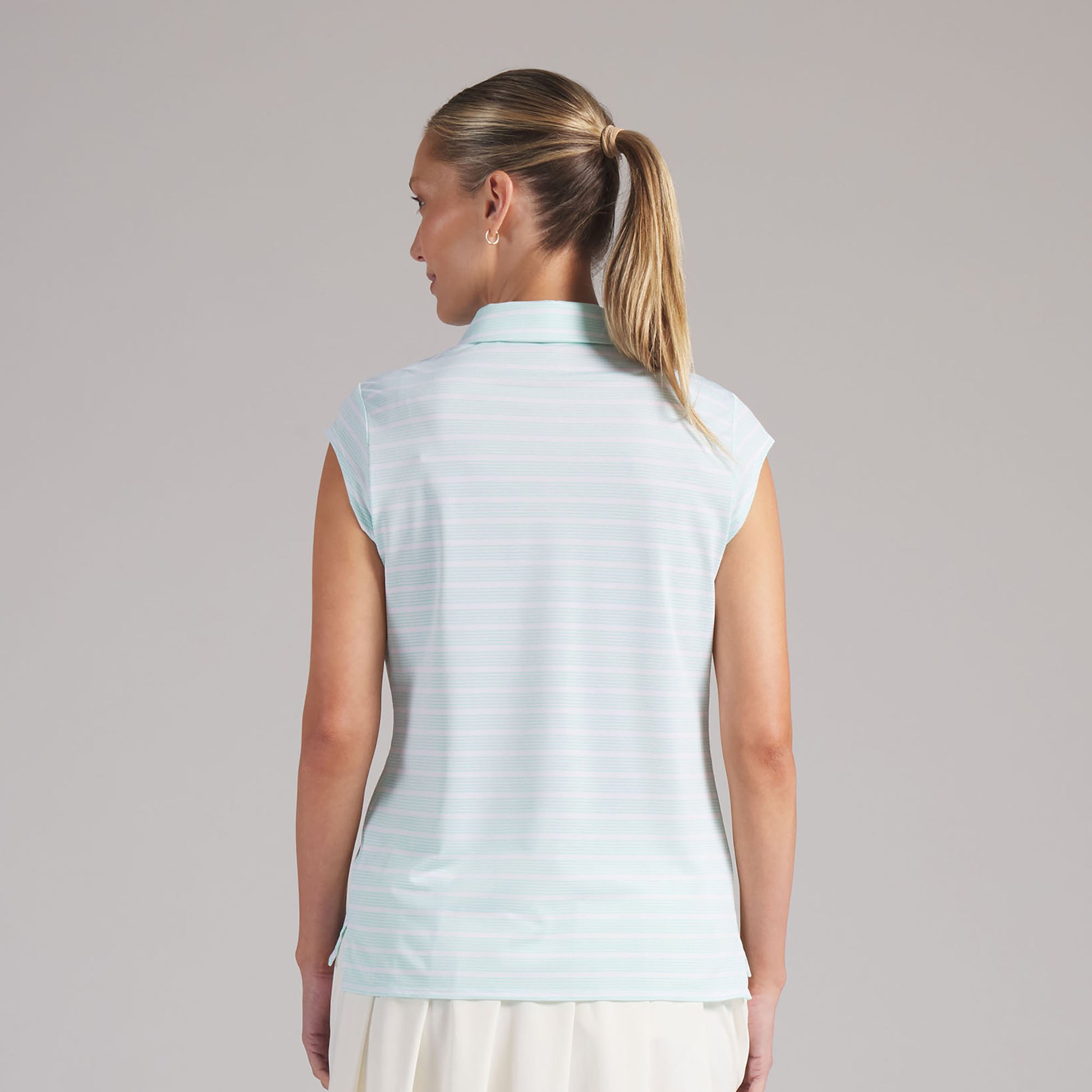 Puma Golf Ladies Pique Stripe Polo with Pretty Cap Sleeves for a Feminine Finish