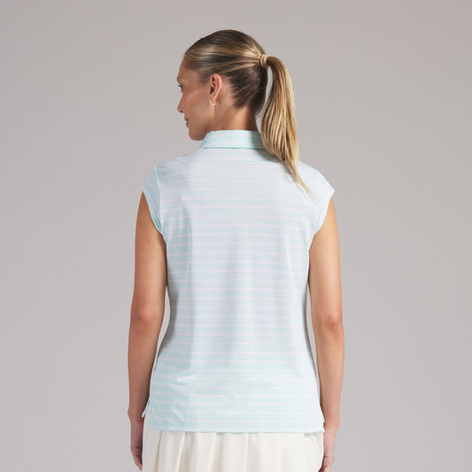 Puma Golf Ladies Pique Stripe Polo with Pretty Cap Sleeves for a Feminine Finish