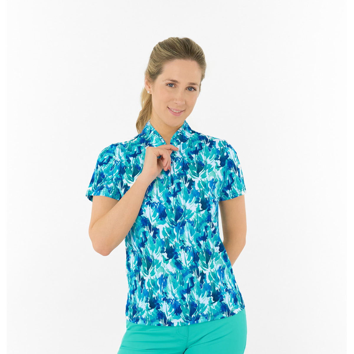Pure Ladies Short Sleeve Polo – Artistic Print Meets All-Day Comfort
