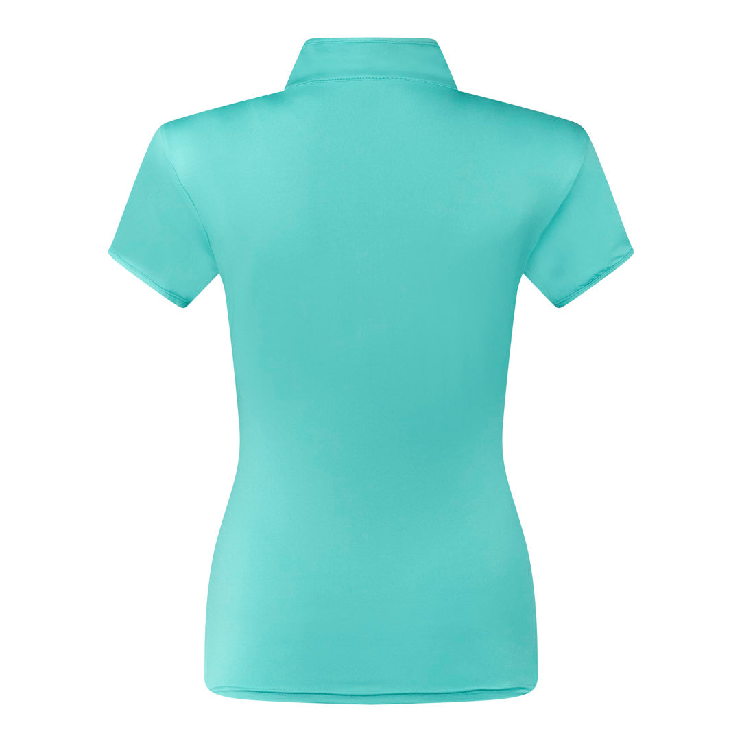 Pure Ladies Textured Wave Print Cap Polo Shirt in Ocean Blue