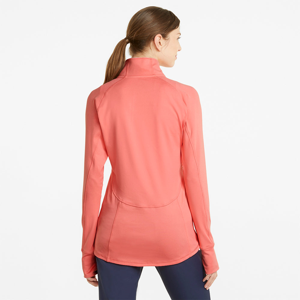 Puma Ladies Mid-Layer Zip Neck Top in Carnation Pink