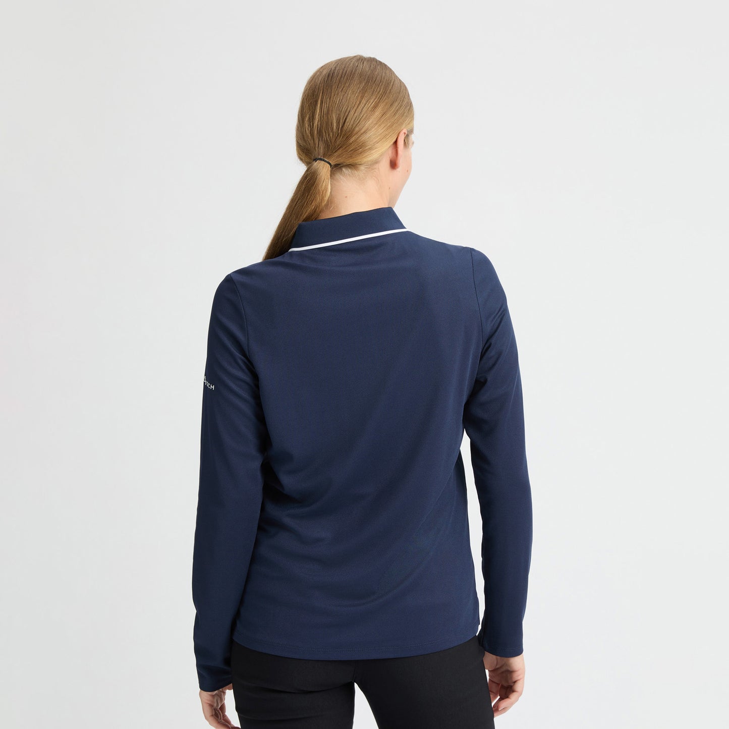 Rohnisch Ladies Classic Long Sleeve Navy Polo Shirt with Contrast Trim