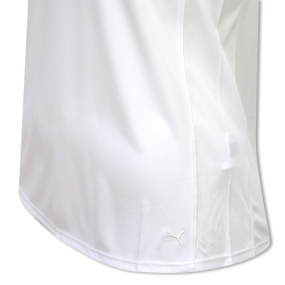 Puma Ladies Sleeveless Polo with Mesh Panels in Bright White