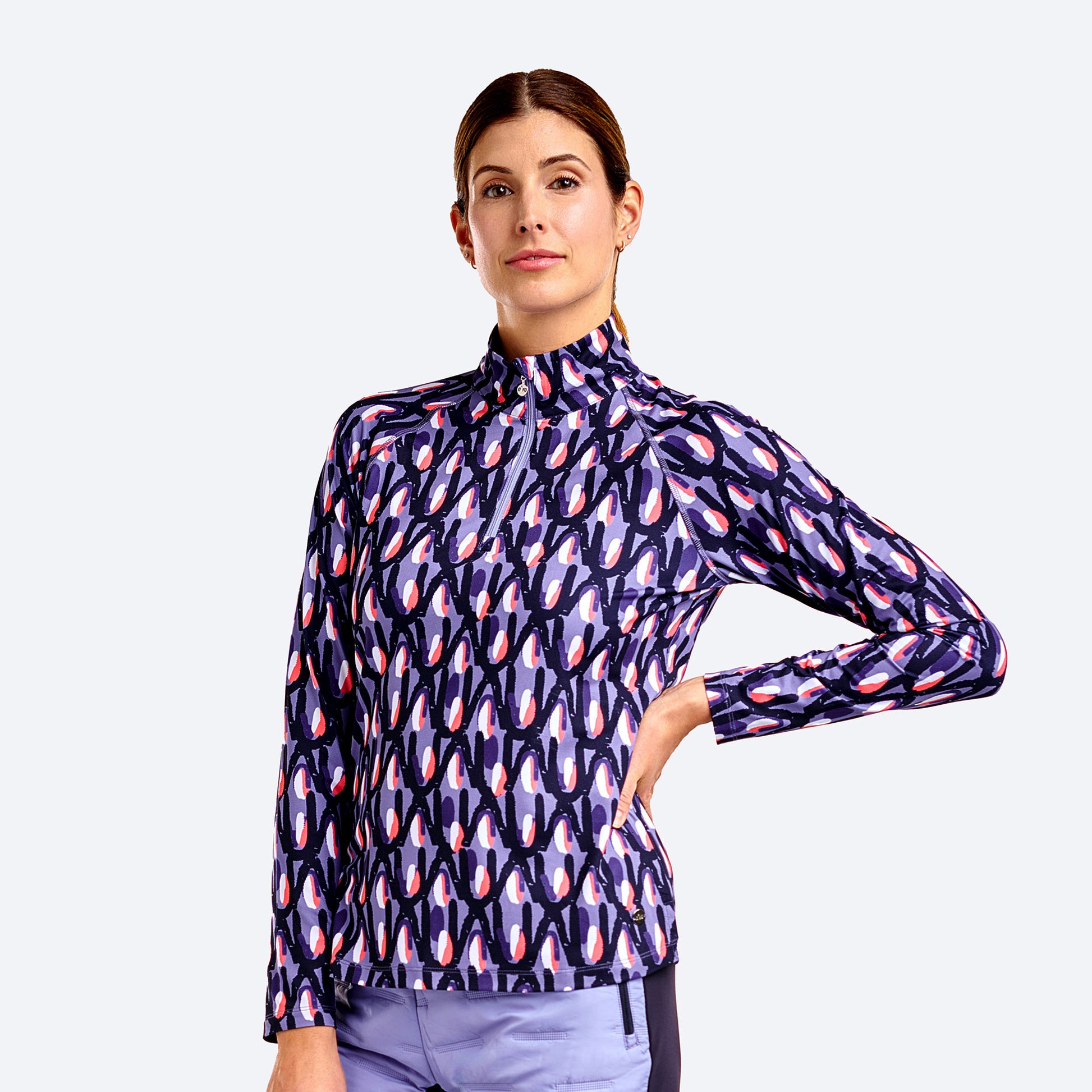 Nivo Ladies Quick-Dry Golf Top in Abstract Floral Print