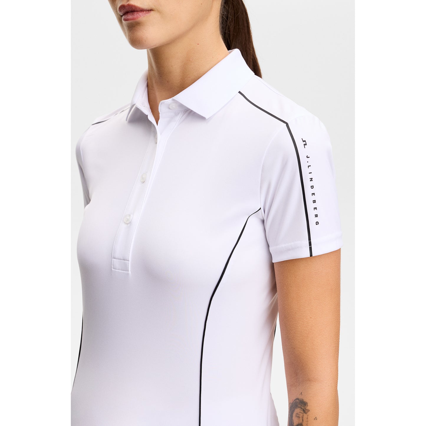J.Lindeberg Ladies Short Sleeve Polo for Sophisticated Style with Athletic Performance