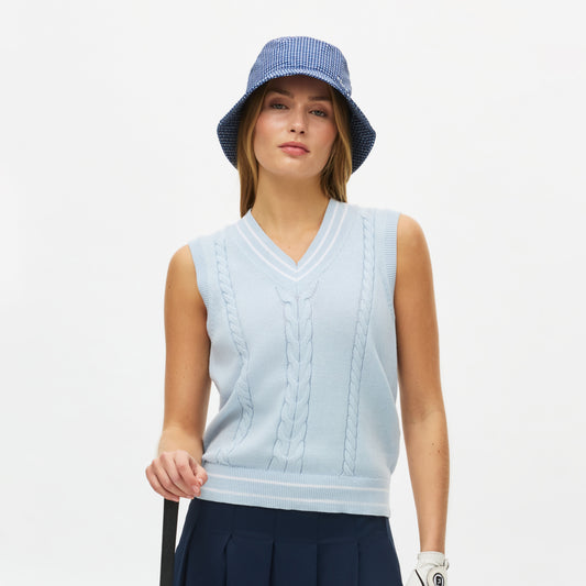 Rohnisch Ladies Cable Knit Sleeveless Sweater - Luxurious Cotton Comfort with a Playful Edge