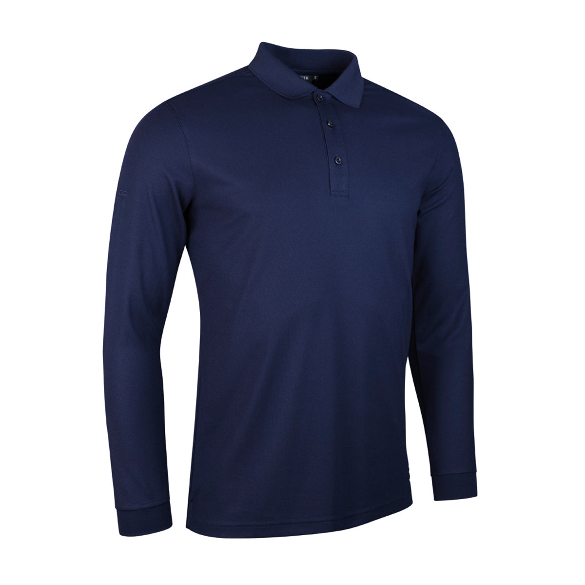 Glenmuir Mens Navy Long-Sleeve Pique Knit Polo