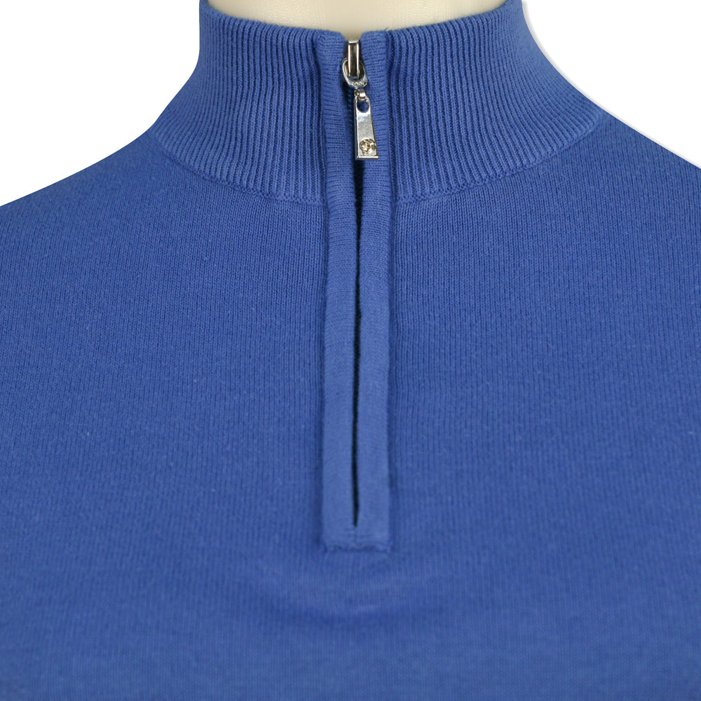 Glenmuir Ladies 100% Cotton Half-Zip Sweater in Sea Blue