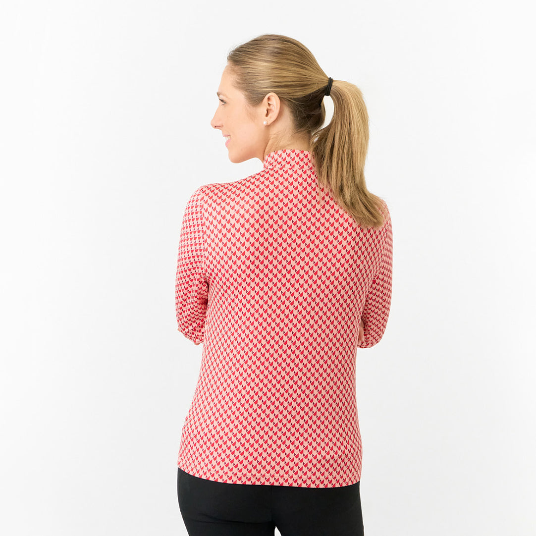 Pure Golf Ladies Long Sleeve Mid-Layer Top in Geometric Print