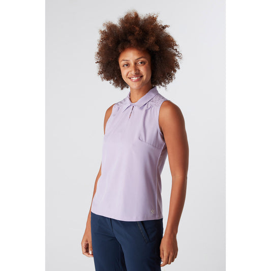 Swing Out Sister Ladies Laser Print Sleeveless Polo in Digital Lavender