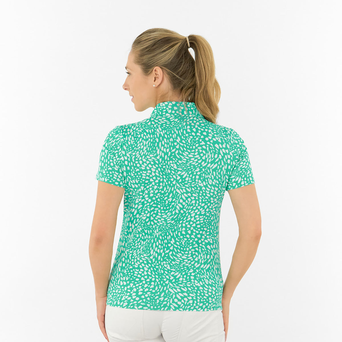 Pure Golf Ladies Short Sleeve Polo in Abstract Print