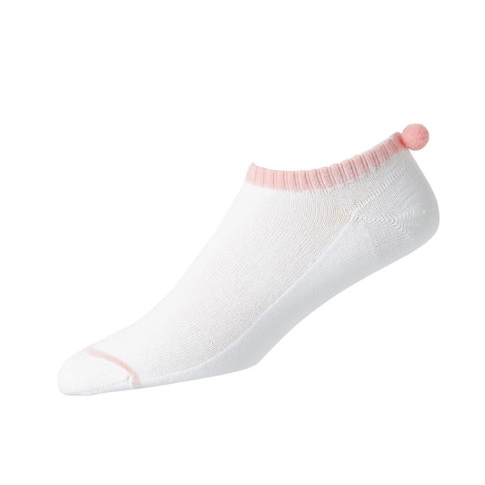 FootJoy Womens Single Pair ProDry Pom-Pom Socks in White and Light Pink