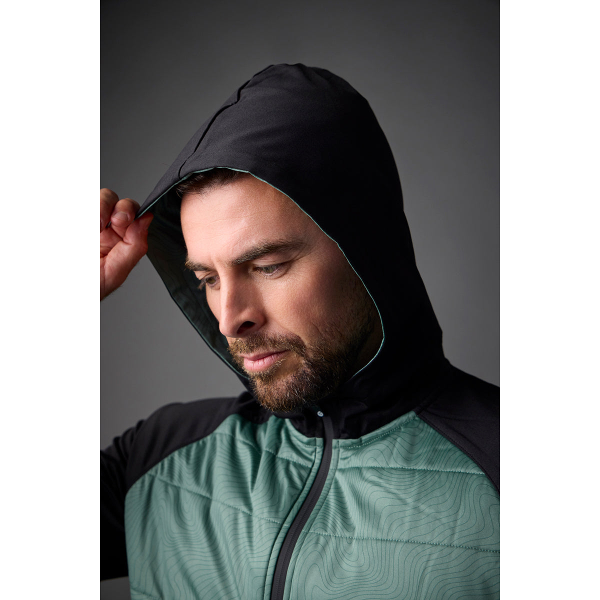 Sunderland Mens Thermal Hooded Hybrid Jacket with Water Repellent Finish