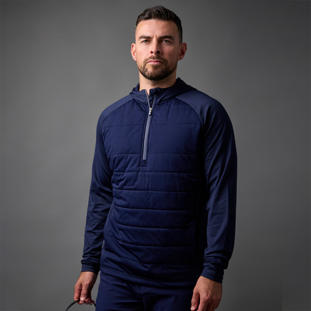 Sunderland Mens Thermal Hooded Hybrid Jacket with Water Repellent Finish in Navy